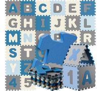 SpielwerkŽ Tapis de Jeu Puzzle Bleu Apprentissage Lettres Chiffres Enfants Tapis de Jeu Mousse 86 pičces bébé Aire de Jeux