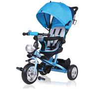 SPIELWERK® Tricycle 4en1 avec Barre de poussée Bleu 10 à 36 Mois Guidon Panier Vélo Pare-Soleil Pliable siège Rotatif évolutif