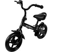 SPIELWERKŽ Draisienne pour Enfants Noir Guidon Selle réglable Frein Vélo d'apprentissage 10 Pouces Vélo d'équilibre Bike Pneus