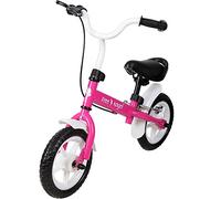 SPIELWERKŽ Draisienne pour Enfants Rose Guidon Selle réglable Frein Vélo d'apprentissage 10 Pouces Vélo d'équilibre Bike Pneus