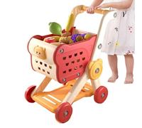 Spielzeug Einkaufswagen Set - Rot Gelb Bärenwagen ABS, Interaktives Supermarkt Kinderwagen Lernspielzeug, Inggeve 15 Teiliges | Robustes Lauflernhilfe Spielzeug Fuer Kleinkinder Ab Drei Jahren