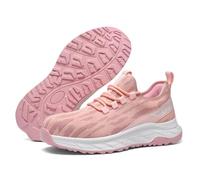 SPIEZ Antistatiques Chaussure de Sécurité Femmes S1P Antidérapante, Basket Sécurité sans Métal avec Semelles Intermédiaires Anti-Perforation, Slip-on Chaussures Travail Respirantes, EU 36, Rosé-Blanc