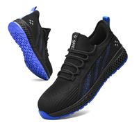 SPIEZ Chaussures de Sécurité Homme Femme Basket Securite Embout Composite Légère Respirant Antidérapante Chaussures de Travail Chantier Entrepôt Noir/Bleu Pointures 35-46
