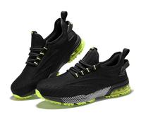 SPIEZ Chaussures de Sécurité Hommes Femmes, Coussin d'air Embout Composite Toe Chaussures de Travail, Légère Antidérapantes Respire Basket de Securite Noir Bleu/Noir Vert EU36-46
