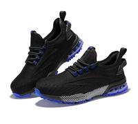 SPIEZ Chaussures de Sécurité Hommes Femmes, Coussin d'air Embout Composite Toe Chaussures de Travail, Légère Antidérapantes Respire Basket de Securite Noir Bleu/Noir Vert EU36-46