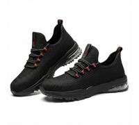 SPIEZ Chaussures De Sécurité Hommes Femmes, Légère Basket De Travail à Coussin d'air, Slip-on, Noir/Rouge EU 46