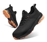 SPIEZ Chaussures de sécurité pour Hommes et Femmes - Embout Composite Non métallique à Coussin d'air, Design de Chaussure de Mode légère, enfilage Mains Libres, Noir Orange EU 41