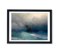 Spiffing Prints Affiche encadrée Ivan Hovhannes Aivazovsky - Navire sur les mers orageuses - Grand format