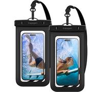 Spigen A601 Lot de 2 Pochettes Étanches Smartphone IPX8 8.2" - Noir | Pochette étanche transparente pour smartphone, Protection complète contre l'eau, le sable et la poussière
