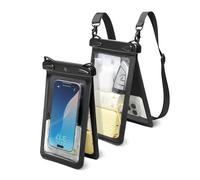 Spigen A603 AquaShield Pochette Étanche Double Poche pour Téléphone, Sac Étanche Certifié IPX8, Sangle Bandoulière pour Plage, Piscine, Voyage - Noir