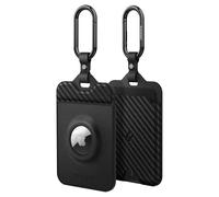Spigen Air Fit Porte-Carte Tesla Model Y (~2025 Juniper) Model 3 (~Highland) et S/X, Protection Carte-Clé en PU avec Support AirTag, Porte-Clés Traceur GPS pour Accessoires Tesla (Lot de 2) - Carbon