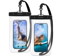 Spigen Aqua Shield Lot de 2 Pochette Etanche Smartphone Universelle Certifiée IPX8 pour iPhone Samsung Galaxy S24 série et jusqu'à 8,2" - Transparent