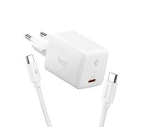 Spigen ArcStation Essential GaN 45W Chargeur USB C Rapide 1 Ports Adaptateur [Câble E-Marker 100W] PD 3.0 pour iPhone 17 16 15 Pro Max 17e, Samsung Galaxy S26 S25 Ultra Plus, Pixel 10 9 10a 9a - Blanc