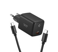 Spigen ArcStation Essential GaN 45W Chargeur USB C Rapide 1 Ports Adaptateur [Câble E-Marker 100W] PD 3.0 pour iPhone 17 16 15 Pro Max 17e, Samsung Galaxy S26 S25 Ultra Plus, Pixel 10 9 10a 9a - Noir