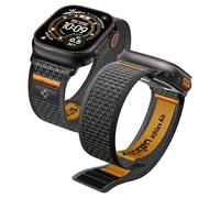 Spigen Athlex Air 2 Bracelet en Tissu Compatible avec Apple Watch Ultra 2/1 49mm, Série 11/10 46mm, 9/8/7 45mm, SE2/SE/6/5/4 44mm - Noir Orange Actif