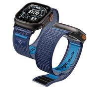 Spigen Athlex Air 2 Bracelet en Tissu Compatible avec Apple Watch Ultra 2/1 49mm, Série 11/10 46mm, 9/8/7 45mm, SE2/SE/6/5/4 44mm - Bleu Marine Actif