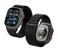 Spigen Bracelet en tissu avec fermeture auto-agrippante Compatible avec Apple Watch Ultra 3/2/1 49mm, Series 11/10 46mm, Series 9/8/7 45mm, 44mm - Noir