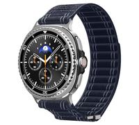 Spigen Bracelet en tissu avec fermeture auto-agrippante Compatible avec Samsung Galaxy Watch 8 Classic 46 mm, 8 44/40 mm (2025) - Bleu Marine