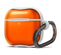 Spigen Classic C1 Coque pour Apple AirPods 5/4 | Étui TPU et PC translucide au design rétro avec mousqueton, protection anti-chute, pour modèles 2026/2024 - Tangerine
