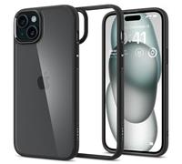 Spigen Coque [Anti-Jaune et Antichoc] en Dos PC et Bumper TPU Ultra Hybrid pour iPhone 15 - Noir Mat