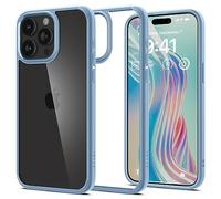 Spigen Coque [Anti-Jaune et Antichoc] en Dos PC et Bumper TPU Ultra Hybrid pour iPhone 15 Pro Max - Bleu Sierra