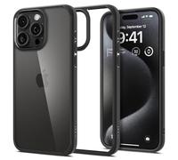 Spigen Coque [Anti-Jaune et Antichoc] en Dos PC et Bumper TPU Ultra Hybrid pour iPhone 15 Pro Max - Noir Mat
