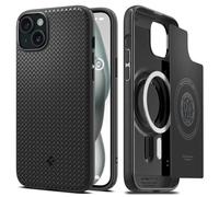 Spigen Coque Magnétique pour iPhone 15 Plus [Style Chevron] Mag Armor MagFit - Noir Mat