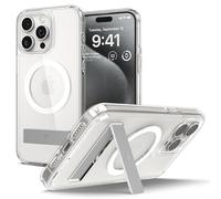 Spigen Coque Magnétique pour iPhone 15 Pro [Béquille Kickstand] en Dos PC et Bumper TPU Ultra Hybrid S MagFit - Transparent