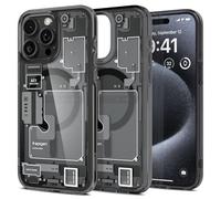 Spigen Coque Magnétique pour iPhone 15 Pro Max [Conception Schématique] en Dos PC et Bumper TPU Ultra Hybrid MagFit - Zero One