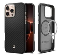 Spigen Coque pour iPhone 16 Pro Max, Enzo Aramid MagFit, [Coque Haut de Gamme] 6,9 Pouces - Noir Naturel