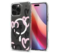 Spigen Coque pour iPhone 16 Pro, Ultra Hybrid MagFit, [Collaboration Cyrill] 6,3 Pouces - Hearts Black Pink