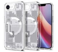 Spigen Coque pour iPhone 16e, Ultra Hybrid MagFit, [Design Schématique] - Zero One Blanc