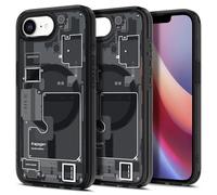 Spigen Coque pour iPhone 16e, Ultra Hybrid MagFit, [Design Schématique] - Zero One Noir