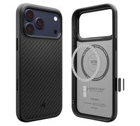 Spigen Coque pour iPhone 17 Pro, Enzo Aramid T MagFit, [Fibre d'Aramide, Contrôle Caméra] - Noir Noir