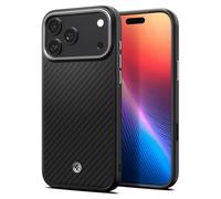 Spigen Coque pour iPhone 17 Pro Max, Enzo Aramid T MagFit, [Fibre d'Aramide, Contrôle Caméra] - Noir Argent