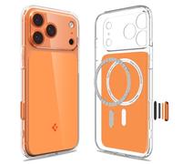 Spigen Coque pour iPhone 17 Pro Max, Ultra Hybrid T MagFit, [DuraClear, Contrôle caméra] - Orange Brillant