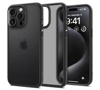 Spigen Coque [Translucide et Anti-Empreinte] en Dos PC et Bumper TPU Ultra Hybrid Frost pour iPhone 15 Pro - Frost Noir