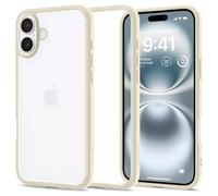 Spigen Coque ultra-hybride conçue pour iPhone 16 Plus, anti-jaunissement, protection de qualité militaire, non compatible avec MagSafe, beige mat