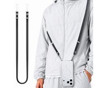 Spigen DA30L Cordon Téléphone Portable Universelle Sangle Longue - Noir | Sangle polyvalente (bandoulière, cou, épaule) en nylon et suède, ajustable jusqu'à 1700 mm avec boucle métallique