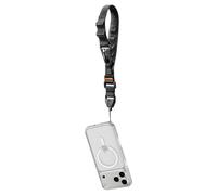 Spigen DA30S Cordon Téléphone Portable Universelle Sangle Courte - Noir | Dragonne de poignet en tissu hybride, crochet en métal à réglage rapide et système de fixation MOLLE