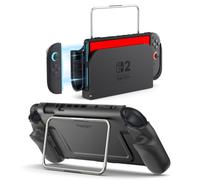 Spigen Dual Grip Pro Coque avec support à charnière intégré, Compatible avec Nintendo Switch 2 (2025) et station d’accueil - Noir