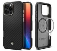Spigen Enzo Aramid MagFit - Coque de protection pour téléphone portable - compatibilité avec MagSafe - fibre aramide, polyuréthanne thermoplastique (TPU) - noir naturel - pour Apple iPhone 16 Pro Noir