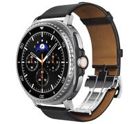 Spigen Enzo Bracelet en cuir véritable Compatible avec Samsung Galaxy Watch 8 44mm/40mm, 8 Classic 46mm (2025) - Noir