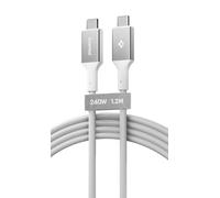 Spigen Essential Câble USB-C vers C 240W - Blanc/1.2M | Durable, charge rapide, câble USB-C vers C 240W 1.2M. Pour iPhone 18/17 Pro Max Duo, Galaxy S26, Z Flip/Fold 8, iPad, Macbook