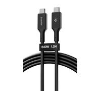 Spigen Essential Câble USB-C vers C 240W - Noir/1.2M | Durable, charge rapide, câble USB-C vers C 240W 1.2M. Pour iPhone 18/17 Pro Max Duo, Galaxy S26, Z Flip/Fold 8, iPad, Macbook