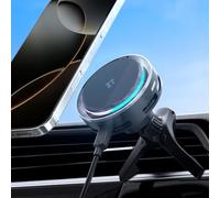 Spigen Essential CryoMax MagFit Qi2 15W Chargeur MagSafe Voiture sans-Fil avec Refroidissement [Câble Inclus] Support Téléphone Voiture Magnétique, Éclairage LED, Compatible avec iPhone 17 16 15 14 13