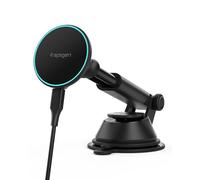 Spigen Essential MagFit Qi2 15W Chargeur MagSafe Voiture, [Câble Inclus] Chargeur Voiture sans Fil, Support Telephone Voiture Compatible avec iPhone 17 16 15 14 13 12 - Tableau de Bord