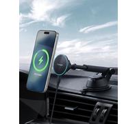 Spigen Essential MagFit Qi2 15W Chargeur MagSafe Voiture sans-Fil, [Câble Inclus] Support Téléphone Voiture Magnétique Compatible avec iPhone 17 17e 16 15 14 13 12 - Tableau de Bord