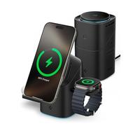 Spigen Essential MagFit Station de Charge Apple 3-en-1 pour MagSafe [Rotation Tactile] Qi2 15W Chargeur Induction sans-Fil Rapide Conçu pour iPhone 16/15/14/13 Pro Max Plus, AirPods, Apple Watch Série