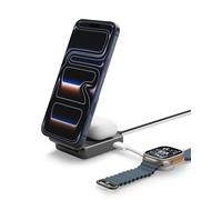 Spigen Essential Qi2.2 25W Chargeur Induction Rapide 2-en-1 MagSafe [Câble USB-C Inclus] Station de Charge, Support pour iPhone 17/16 Pro/Max/Air, Pixel 10 Pro XL, AirPods 4/3/2/Pro, Pixel Buds - Noir